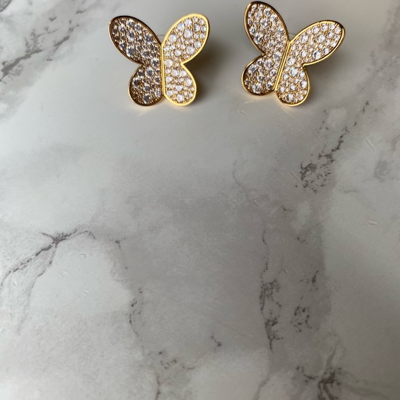 Kate Spade In a Flutter Butterfly Stud Earrings. Cubic Zirconia. Large. NWT . - Picture 3 of 5